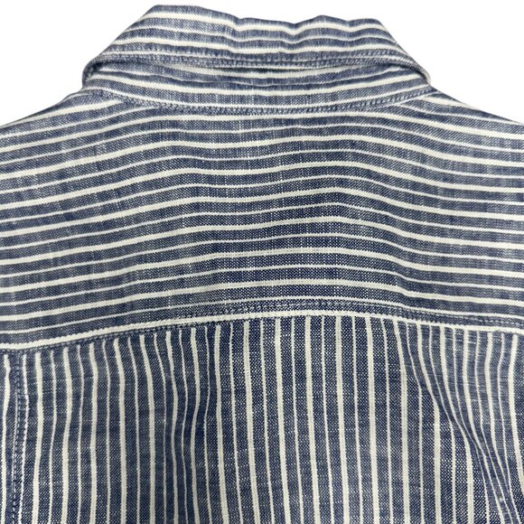 Women's EDDIE BAUER Classic Fit Linen Button Down Striped Shirt- Size PM - Picture 7 of 9